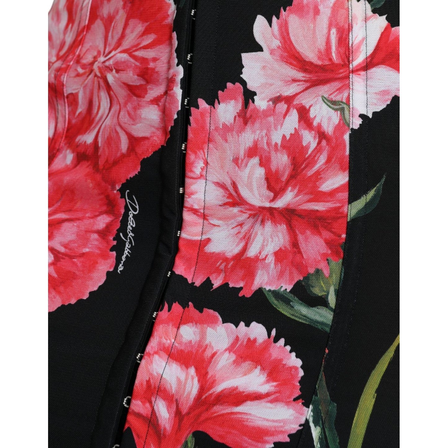 Dolce & Gabbana Black Carnation Pencil Cut Knee Length Skirt SKI1935-36
