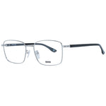 BMW Silver Men Glasses Frame in rectangle full-rim with metal and plastic material, demo lenses, size 56-18-145, silver frame color.