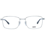 BMW Silver Men Glasses Frame, full-rim rectangle style with metal and plastic material, silver color, size 56-18-145.
