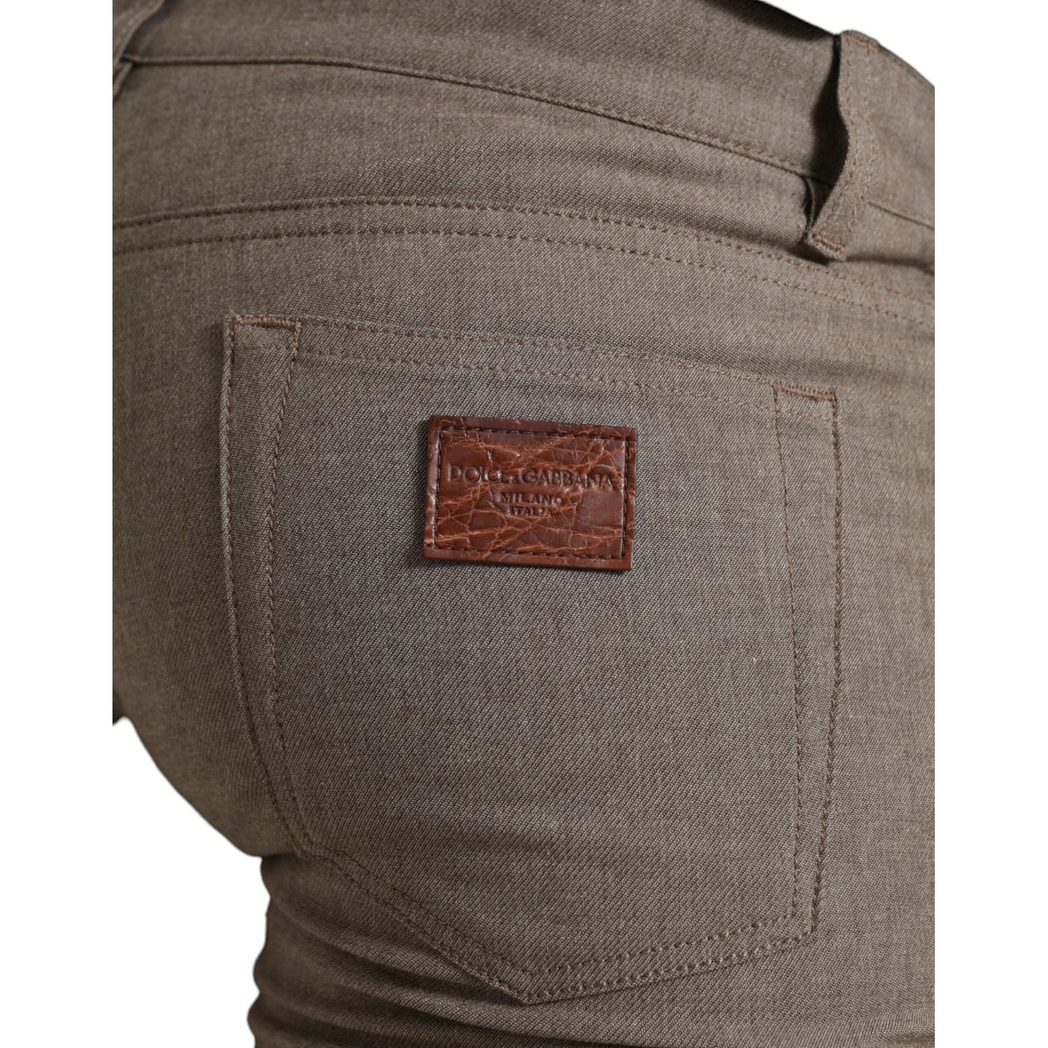 优雅棕色棉质弹力紧身裤