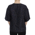Dolce & Gabbana Blue gold key print silk blouse SIG13321-1