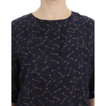 Dolce & Gabbana Blue gold key print silk blouse SIG13321-1