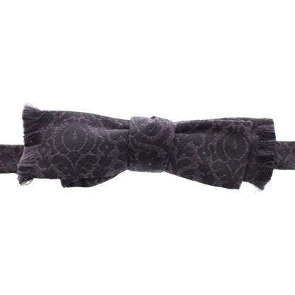 Dolce & Gabbana Gray Black Wool Silk Bow Tie Bow Tie