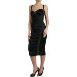 Dolce & Gabbana Black Bustier Corset Lace Bodycon Midi Dress