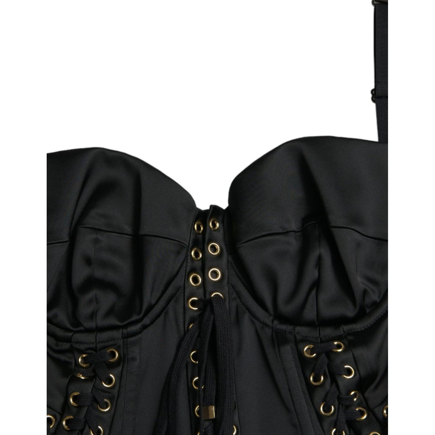 Dolce & Gabbana Black Bustier Corset Lace Bodycon Midi Dress