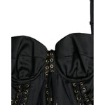 Dolce & Gabbana Black Bustier Corset Lace Bodycon Midi Dress
