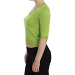 Dolce & Gabbana Green Wool V-neck Pullover Sweater Top SIG13323-1