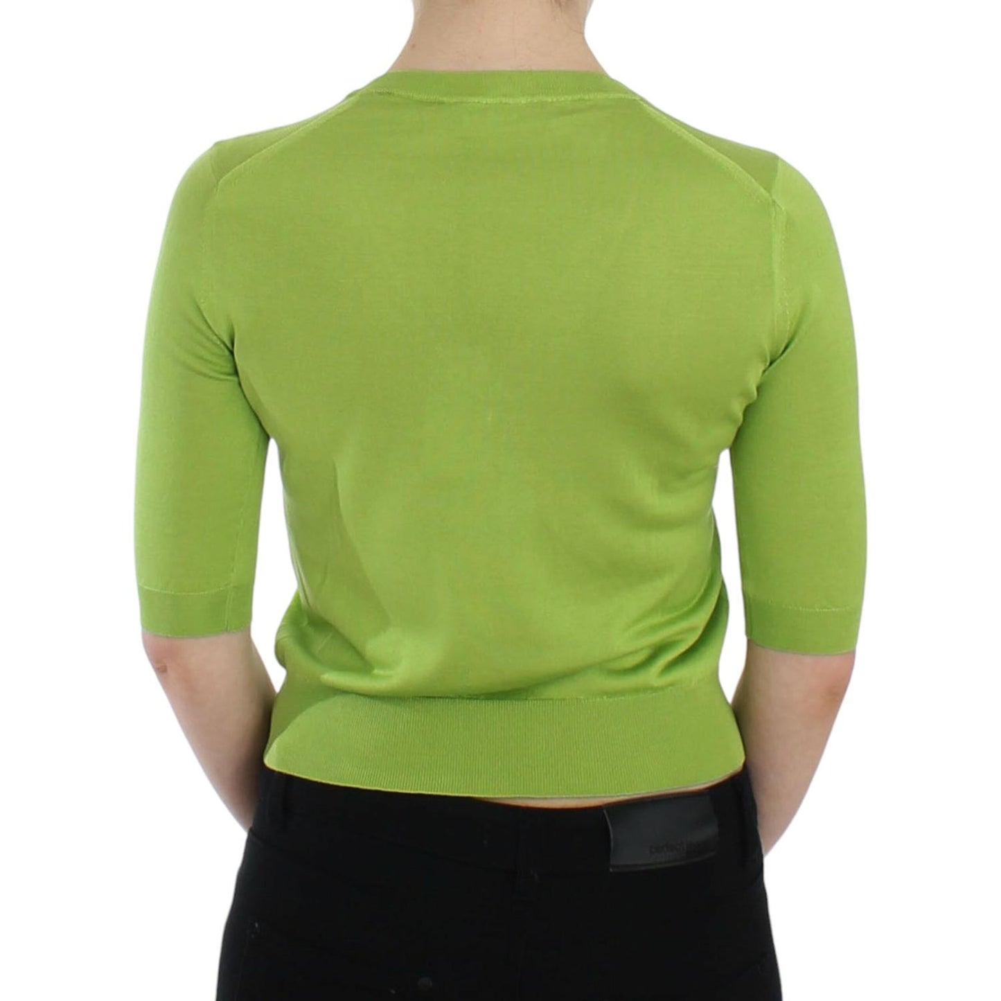 Dolce & Gabbana Green Wool V-neck Pullover Sweater Top SIG13323-1
