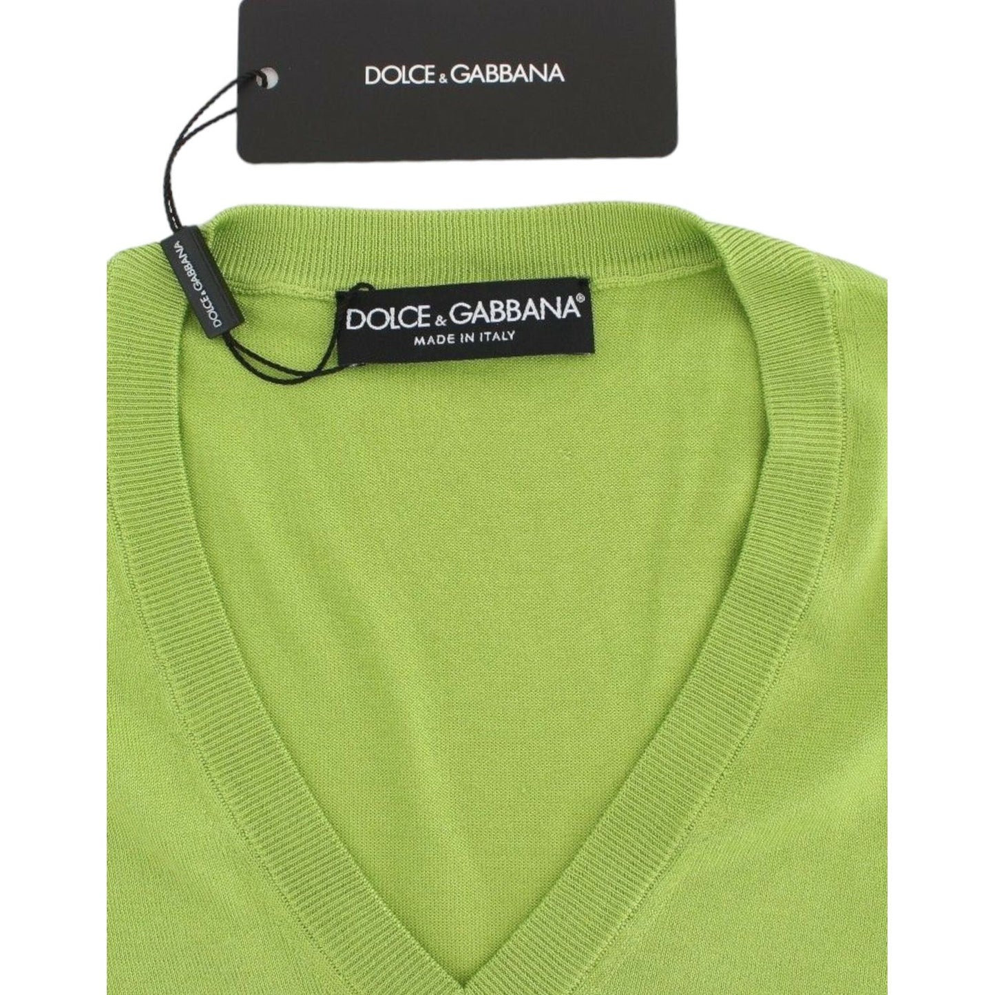 Dolce & Gabbana Green Wool V-neck Pullover Sweater Top SIG13323-1