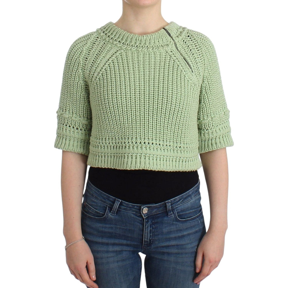 Ermanno Scervino Green Cropped Knit Sweater Knitted Jumper SIG11857-1