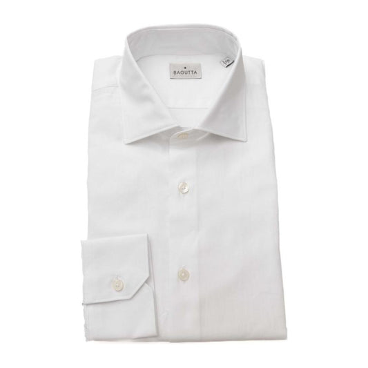 Bagutta White Cotton Men Shirt Bagutta Light Gray