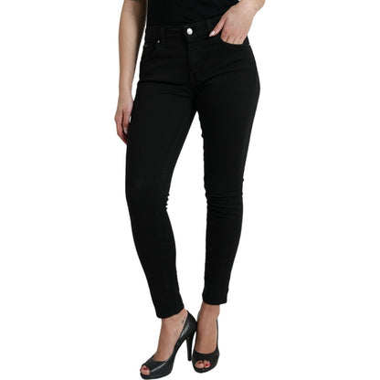 Dolce & Gabbana Black Cotton Mid Waist Skinny Denim Jeans
