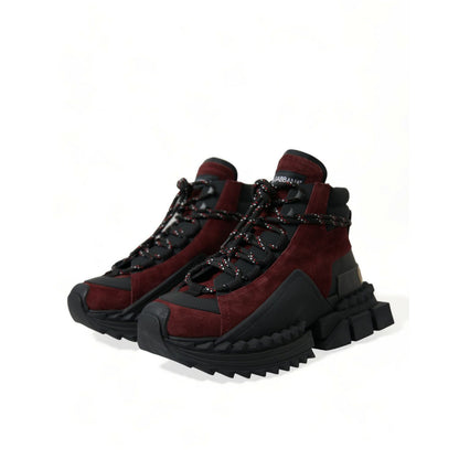 Dolce & Gabbana Burgundy Super King High Top Men Sneakers Shoes