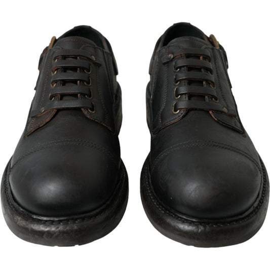 Dolce & Gabbana Elegant Mens Leather Derby Dress Shoes Dolce & Gabbana Dark Slate Gray