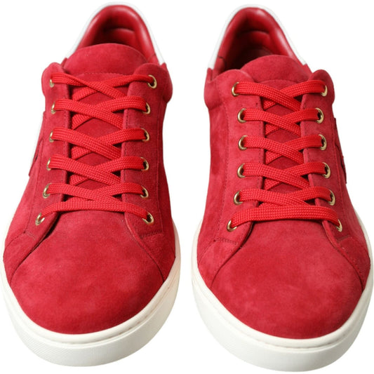Dolce & Gabbana Elegant Red & White Low Top Sneakers Dolce & Gabbana Firebrick