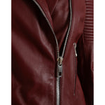 Dolce & Gabbana Bordeaux Leather Biker Coat Lambskin Jacket JKT3713-40
