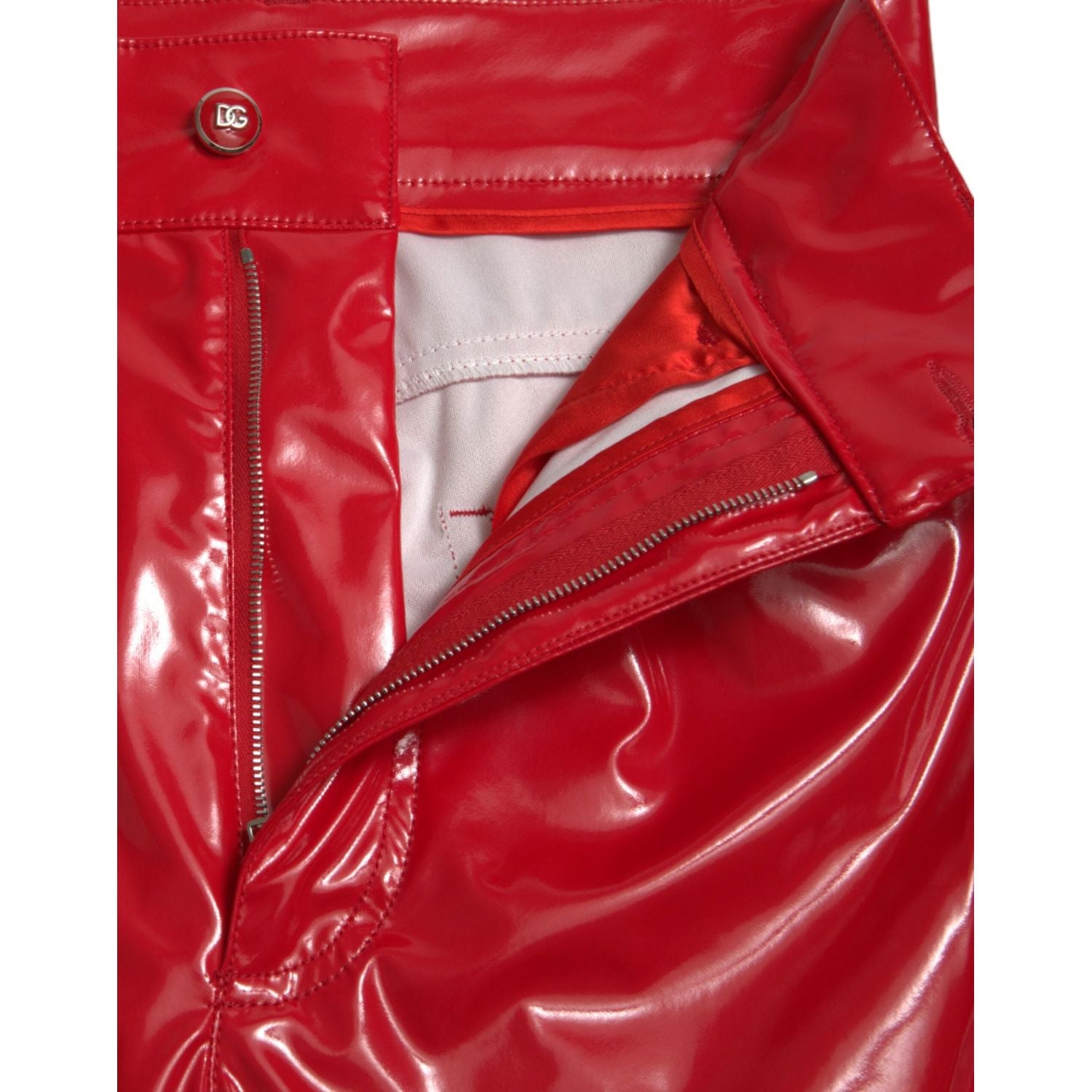 Dolce & Gabbana Shiny Red High Waist Skinny Pants