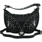 Versace Elegant Black Leather Hobo Shoulder Bag 8056204137471