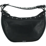 Versace Elegant Black Leather Hobo Shoulder Bag 8056204137471