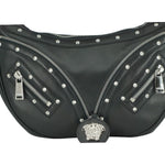 Versace Elegant Black Leather Hobo Shoulder Bag 8056204137471