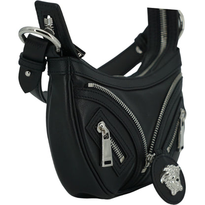 Versace Elegant Black Mini Hobo Shoulder Bag