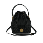 Versace Elegant Black Leather Medusa Bucket Shoulder Bag 8056204626517