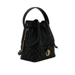 Versace Elegant Black Leather Medusa Bucket Shoulder Bag 8056204626517
