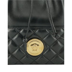 Versace Elegant Black Leather Medusa Bucket Shoulder Bag 8056204626517