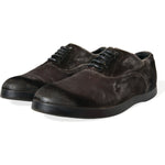 Dolce & Gabbana Brown Velvet Men Lace Up Oxford Dress Shoes MV5328-41