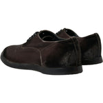 Dolce & Gabbana Brown Velvet Men Lace Up Oxford Dress Shoes MV5328-41