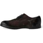 Dolce & Gabbana Brown Velvet Men Lace Up Oxford Dress Shoes MV5328-41