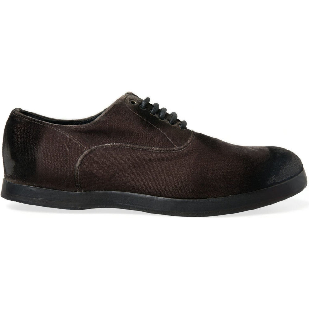 Dolce & Gabbana Brown Velvet Men Lace Up Oxford Dress Shoes MV5328-41