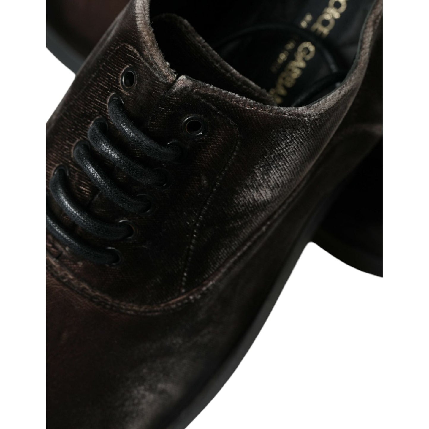 Dolce & Gabbana Brown Velvet Men Lace Up Oxford Dress Shoes MV5328-41