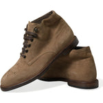 Dolce & Gabbana Brown Leather Lace Up Ankle Boots Shoes MV5391-41.5