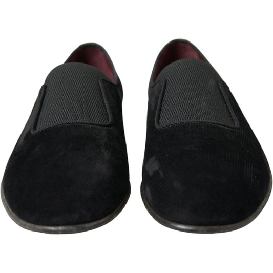 Dolce & Gabbana Elegant Black Velor Loafers for the Discerning Gentleman Dolce & Gabbana Black