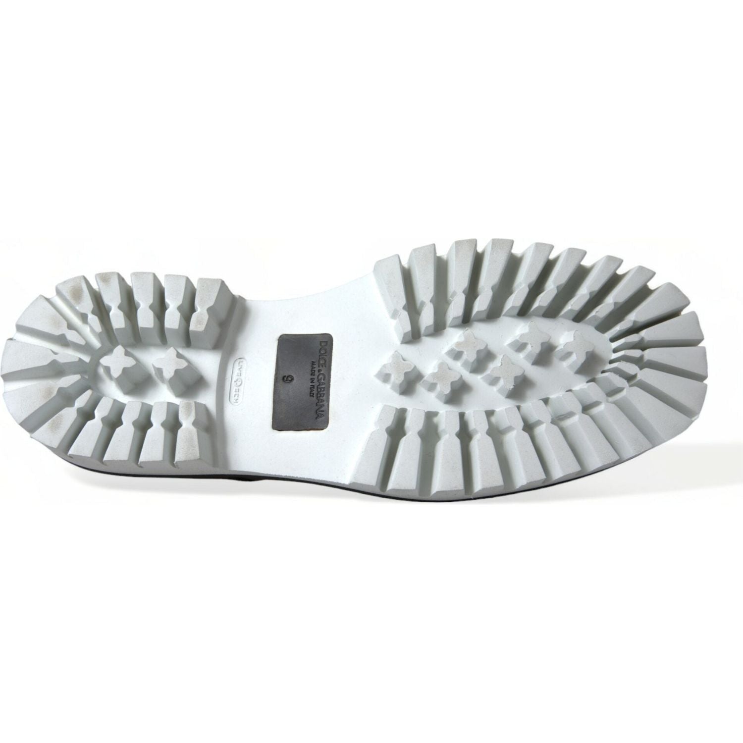 حذاء ديربي جلدي باللونين الأبيض والأسود من دولتشي آند غابانا