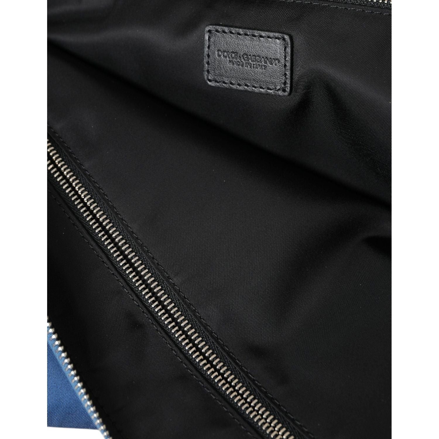 حقيبة كلاتش أنيقة من النايلون الأزرق بسحاب من دولتشي آند غابانا