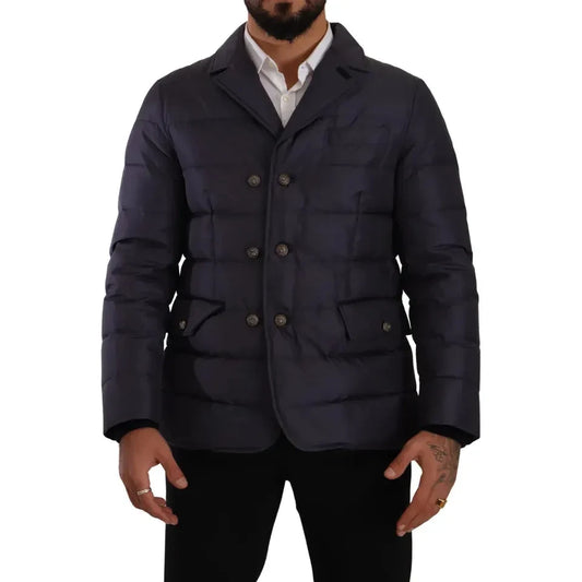 Dolce & Gabbana Elegant Dark Blue Silk Blend Jacket Dolce & Gabbana Black