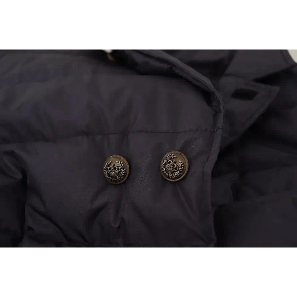 سترة أنيقة من مزيج الحرير باللون الأزرق الداكن من دولتشي آند غابانا