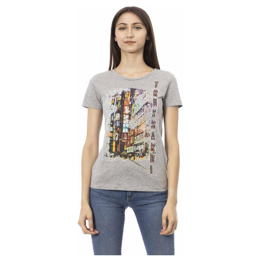 Trussardi Action Gray Cotton Women T-Shirt TR-24168-S