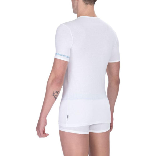 Bikkembergs White Cotton Men T-Shirt Twin Pack Bikkembergs Light Gray