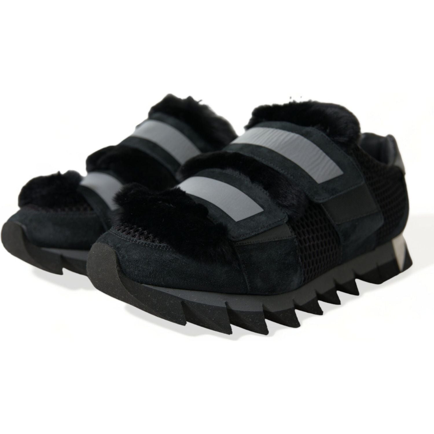 حذاء رياضي أنيق من الجلد السويدي مزين بالفراء من دولتشي آند غابانا