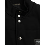 Dolce & Gabbana Black Rayon Buttoned Vest Logo Jacket JKT4006-58