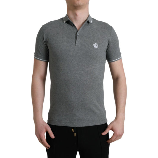 Dolce & Gabbana Elegant Grey Cotton Polo T-Shirt Dolce & Gabbana Dim Gray