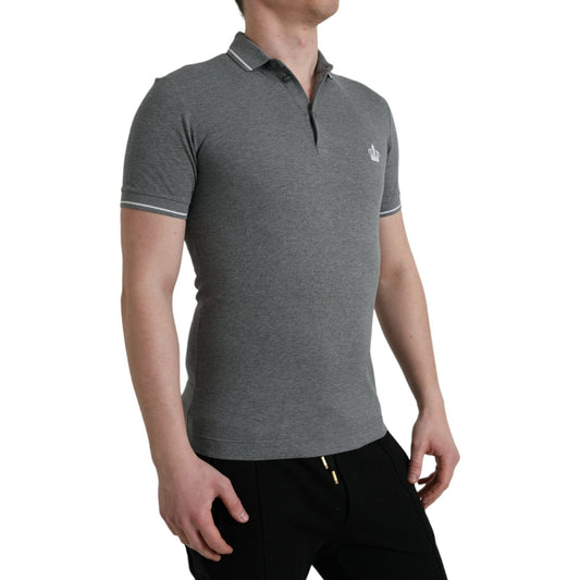 Dolce & Gabbana Elegant Grey Cotton Polo T-Shirt Dolce & Gabbana Dim Gray