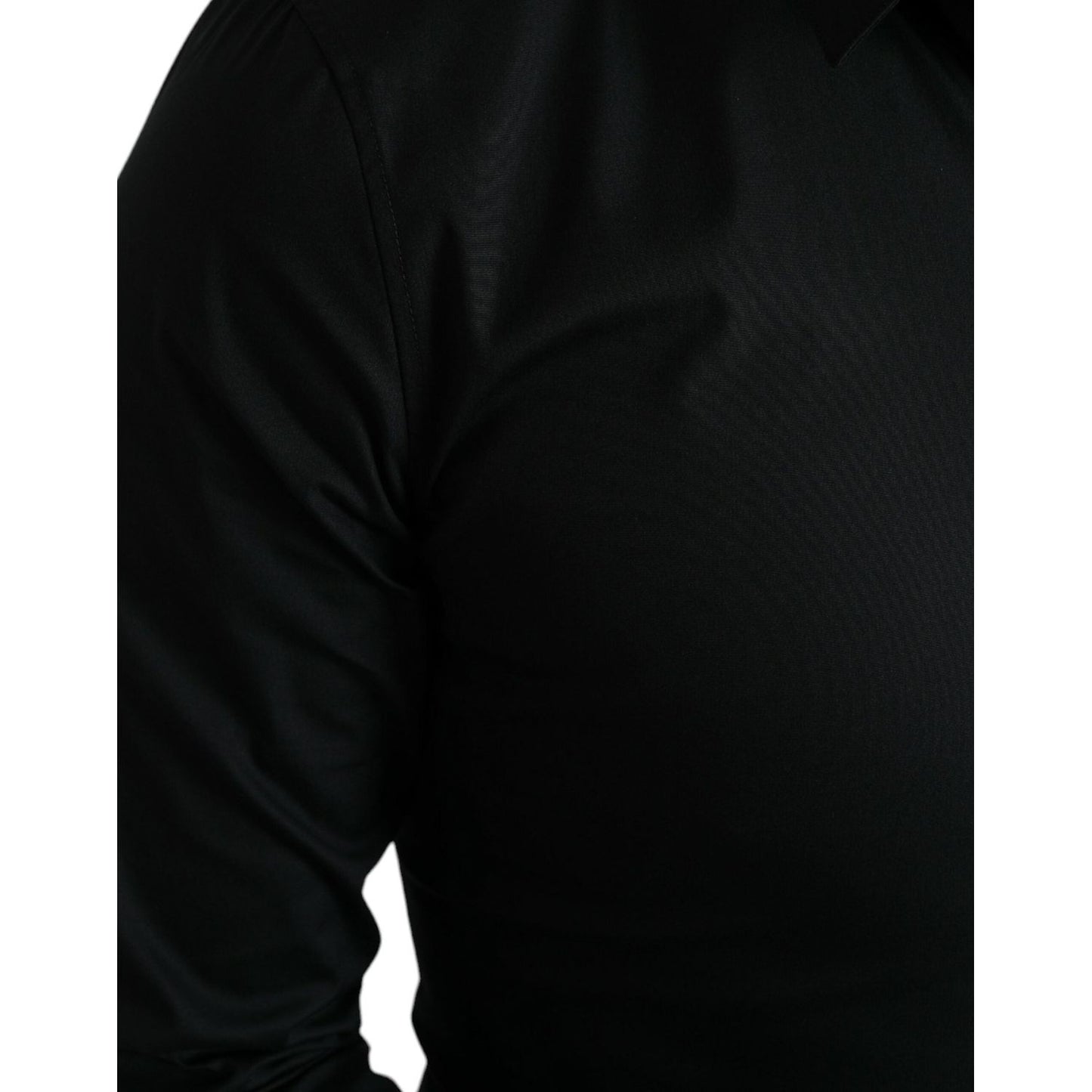 Dolce & Gabbana Black Cotton Stretch Slim Formal Dress Shirt