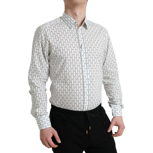 Dolce & Gabbana Elegant White Cotton Slim Fit Dress Shirt Dolce & Gabbana Light Gray