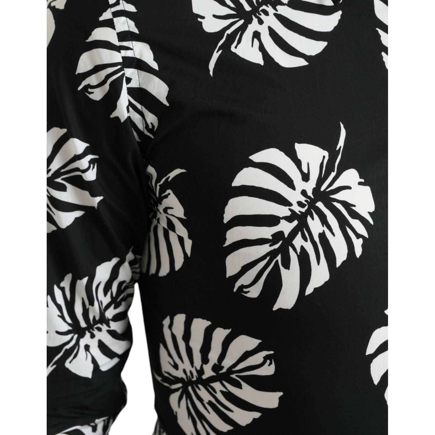 优雅树叶印花修身衬衫