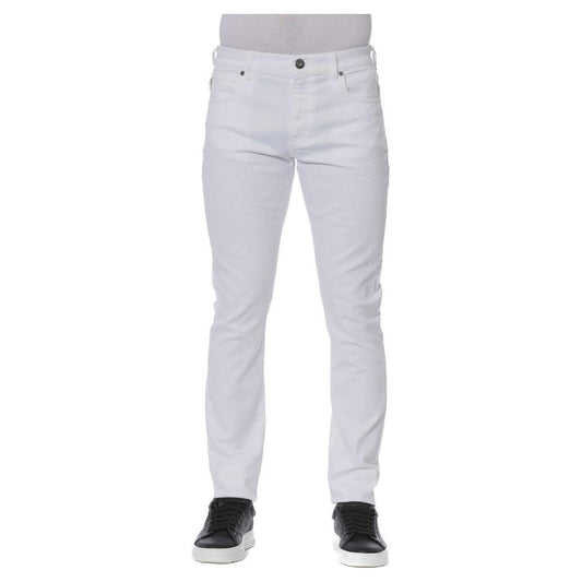 Trussardi Jeans White Cotton Men Jeans Trussardi Jeans Light Gray