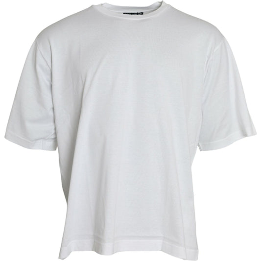 Dolce & Gabbana Elegant White Crew Neck Luxury Tee Dolce & Gabbana Light Gray